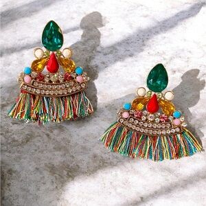 Bohemian Multi-colored Fringe Tassel Earrings